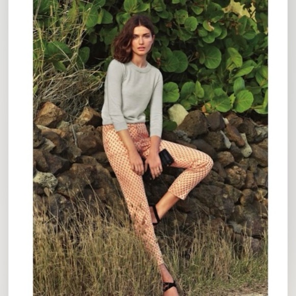 NWT never worn J. Crew Collection cafe capri in gilded dot melon brocade, size 6 - Picture 2 of 10